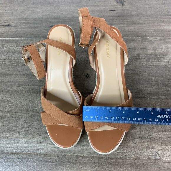 Old Navy Women's Espadrille Platform Sandals Size 9 Caramel Ankle Strap Wedge - Picture 3 of 10